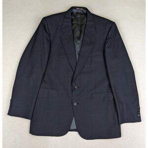 Gentry Men's Blazer Size 44R Blue Windowpane Plaid Sport Coat